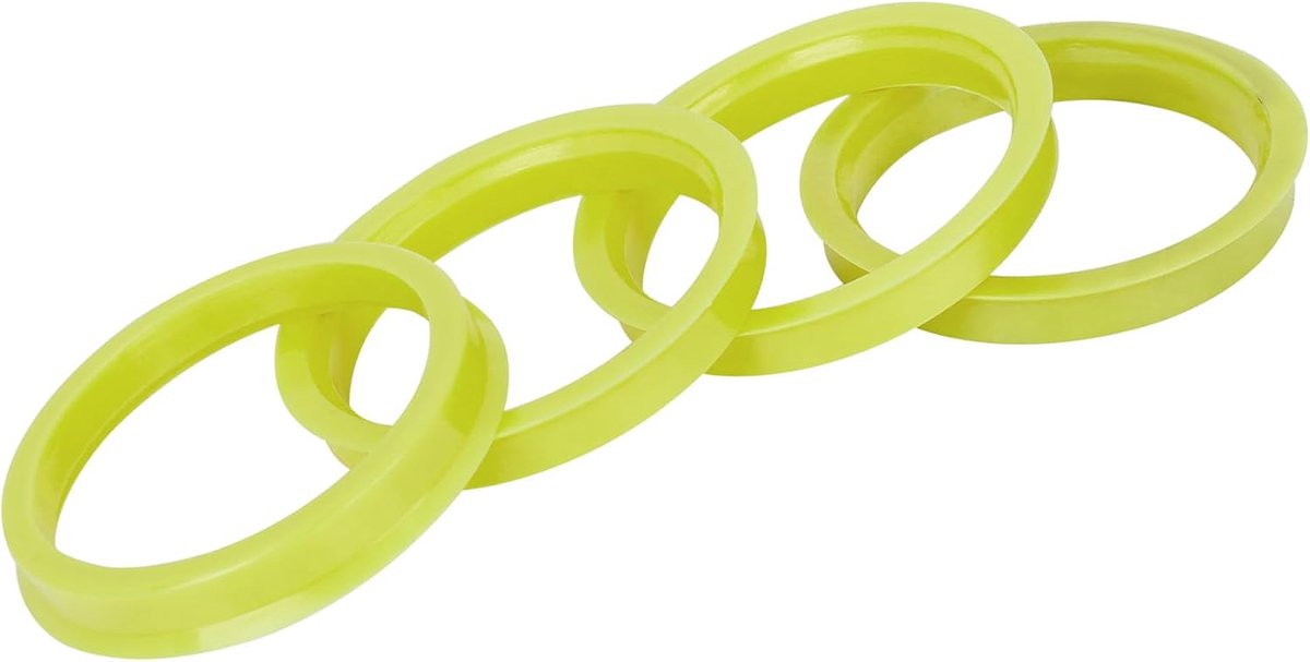 SnelShoppen - Wheel Hub Centering Ringen - 4 Stuks Plastic Centreringsringen 66.5mm naar 57.1mm - Geel - Voor Auto's en Voertuigen