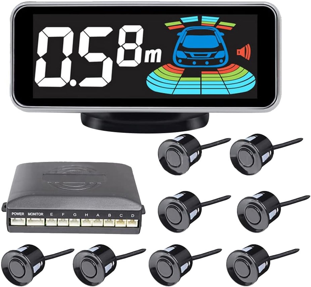 Car Reverse Backup Radar System Parking Sensor Kit, Alarm Buzzer and Voice Reminder Car Rear Alert LED Display, Safe - ShopVlot