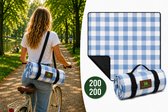 Kleedjes.nl - Picknickkleed 200x200 cm – Waterdicht – Opvouwbaar met draagband – Lichtblauw geruit