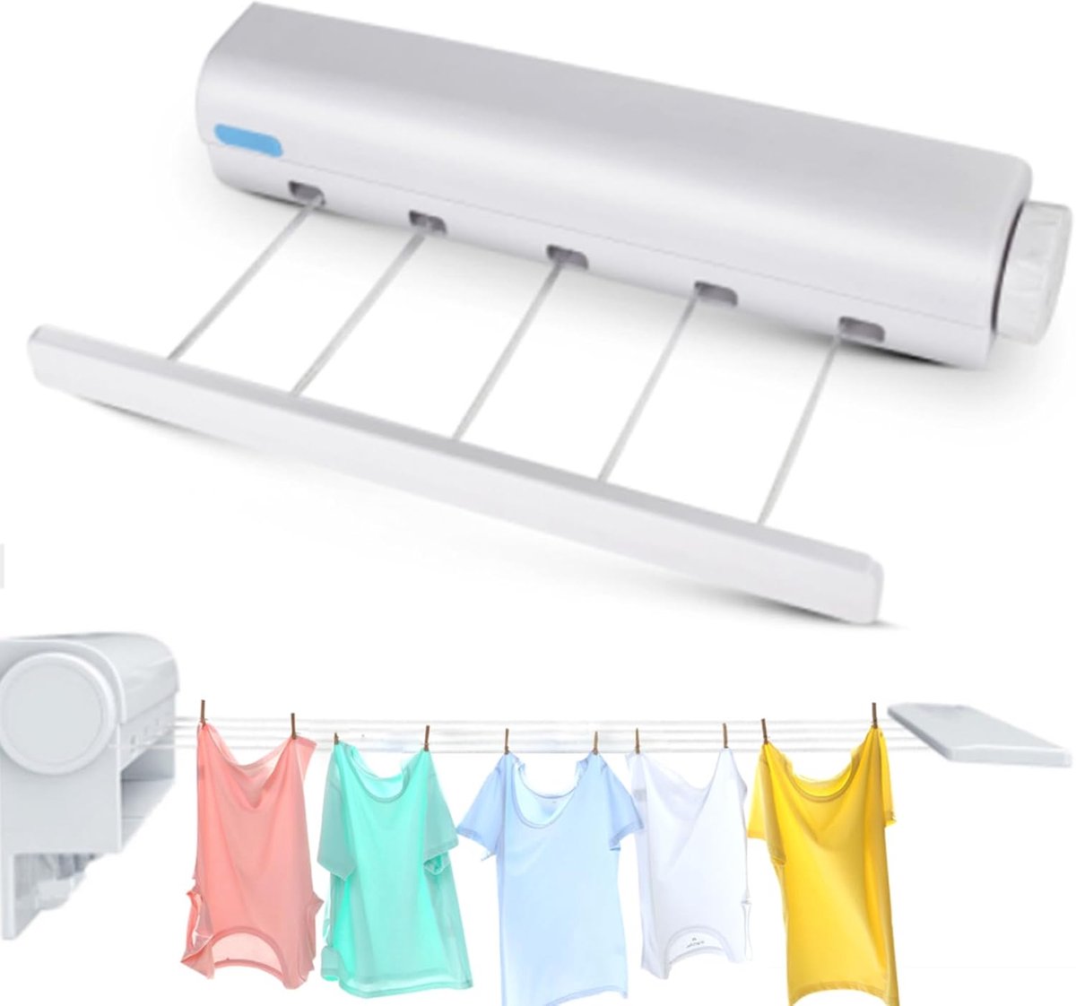 SnelShoppen - Retractable Kledinglijn - Inklapbare Kledinglijn - Telescopische Drooglijn - Draagbare Kleding Hanger - Vijf Touwen - Voor Binnen en Bui
