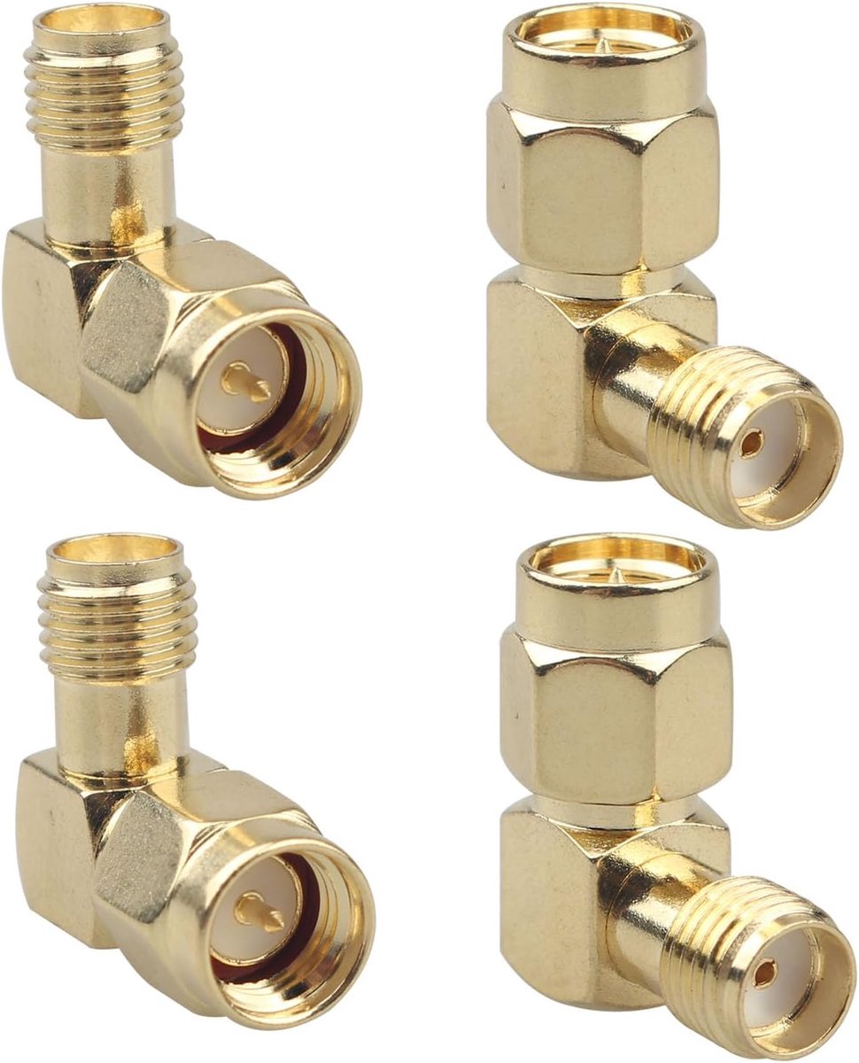4PCS SMA Male to Female Right Angle 90 Degree Elbow Connector Gold-Plated RF Adapter Compatible with 4G LTE Antenna - ShopVlot