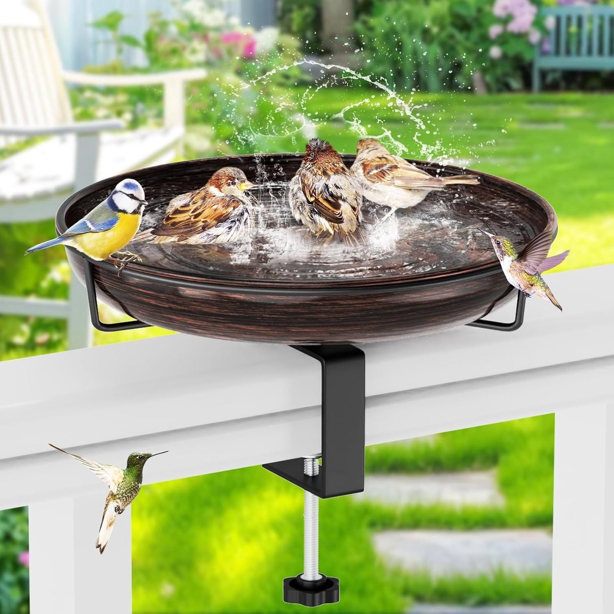 Metalen Vogelbad - Koper Retro - 30 cm - Robuust en Verstelbaar - Voor Balkon en Tuin