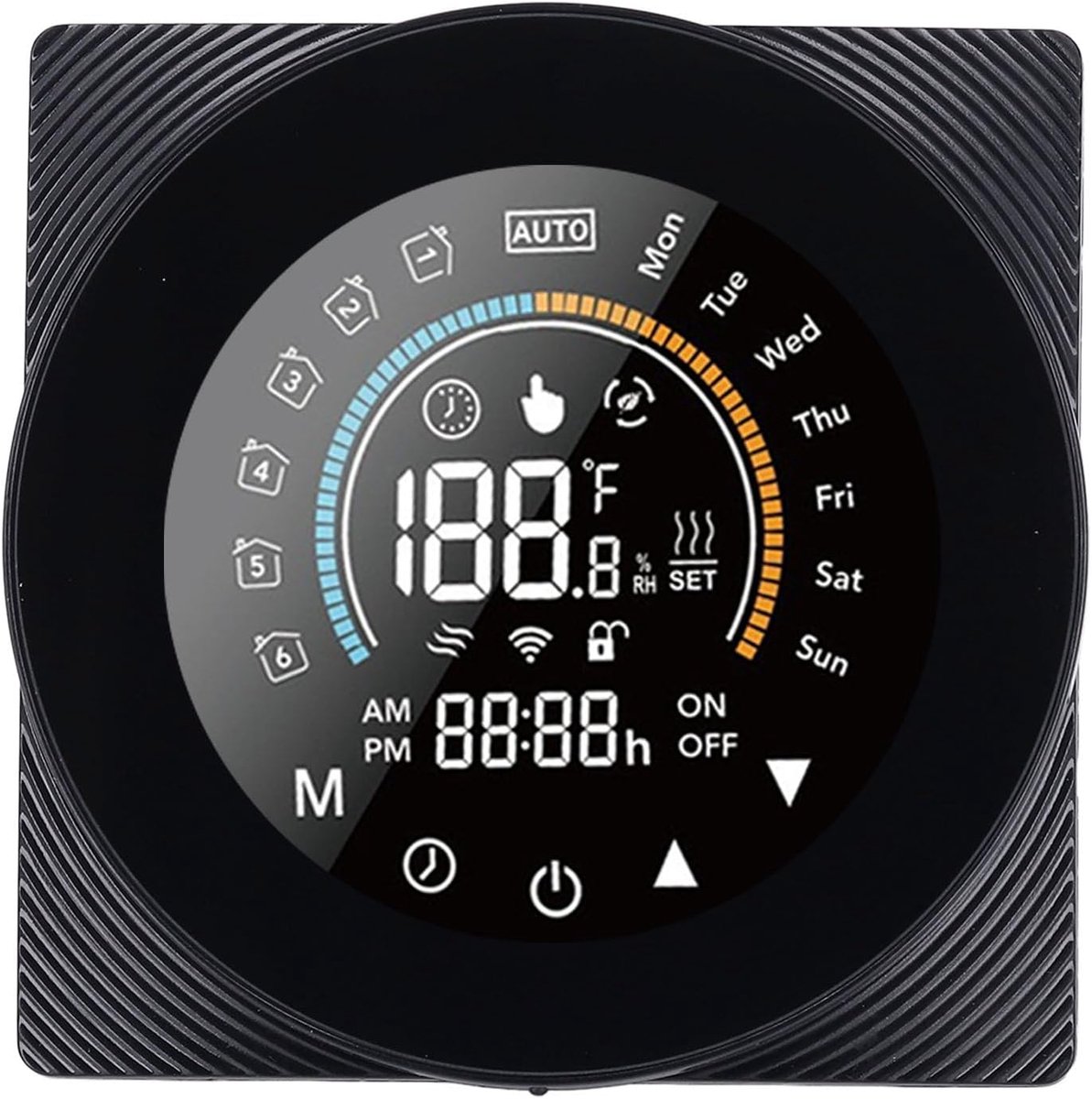 SnelShoppen - Slimme Thermostaat, Spraakbediening, Programmeerbare Temperatuurregeling, Draadloos WiFi, Touchscreen, Compatibel met App en PC, ABS Mat