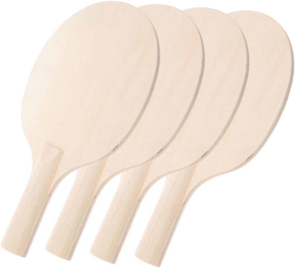 SnelShoppen - Set van 4 onbeschilderde houten tafeltennisbatjes om je eigen racket in je eigen stijl te maken, perfect voor buiten, voor beginners en