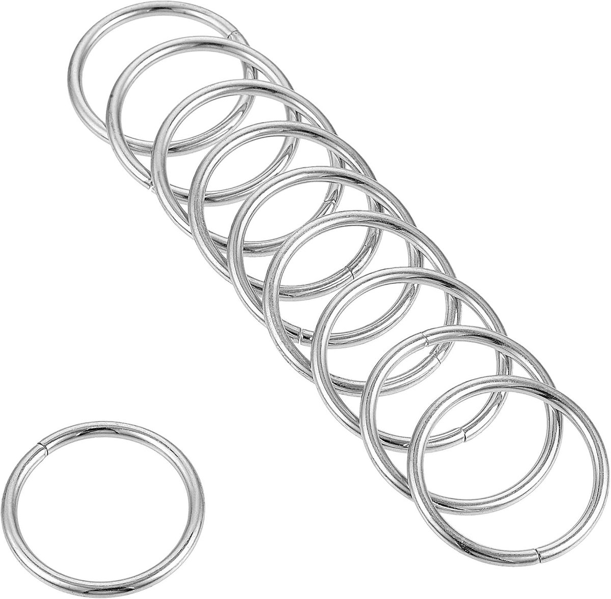 SnelShoppen - 30 Stuks Metalen O-Ringen 15mm ID 1.6mm Dikte, Multifunctionele O-Ringen Gespen, Niet-Gelaste O-Ring Gespen, Zware Kwaliteit voor Hardwa