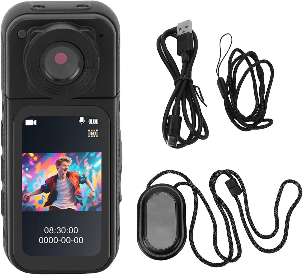 SnelShoppen - 1080P Actie Camera met Magnetisch Ontwerp, Draagbare POV Camcorder met 180° Draai Design voor Fietsen, Reizen, Sport en Vloggen (Zwart)