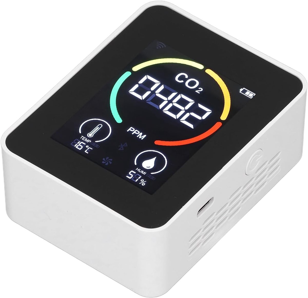 SnelShoppen - CO2 Detector met Real Time Display, 400-5000 Ppm Bereik, Nauwkeurigheid van 1 Ppm, Halfgeleider Sensor voor Kwekerij, Magazijn, Laborato
