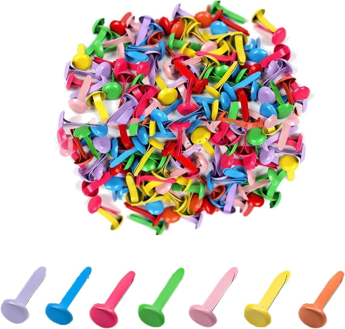 Sample Bag Klemmen Metaal - 100 Stuks Ronde Hoofd Clips Mini Brads Lichtgewicht en Herbruikbaar voor School, Kantoor, Papier, Knutselen en DIY Projecten