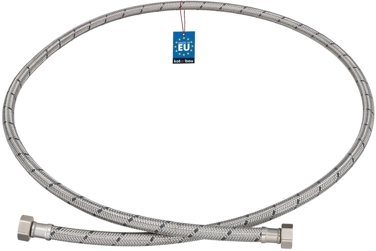 KOTARBAU® Flexibele Aansluitslang 3/8" x 3/8" - Flexibele Kraanslang 150 cm - Sanitaire Aansluitslang - Flexibele Verbindingsslang - Aansluitslang Armatuur - met Roestvrijstalen Vlechtwerk