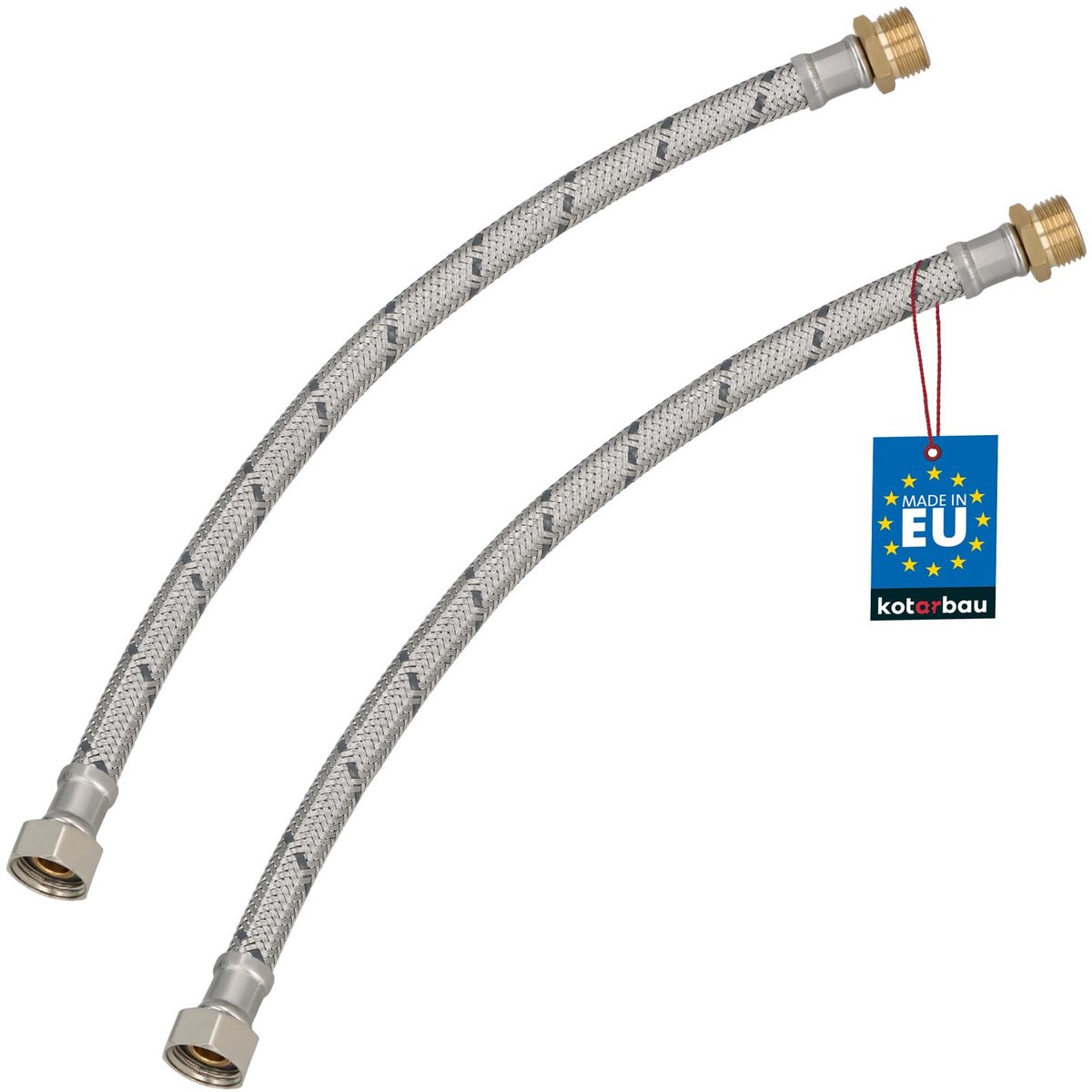 KOTARBAU® 2 Stuks - Flexibele Aansluitslang 3/8"x3/8" - Sanitaire Aansluitslang 40 cm - Flexibele Kraanslang - Buitendraad x Binnendraad - Aansluitslang Armatuur - Gevlochten Roestvrijstalen Aansluitslang