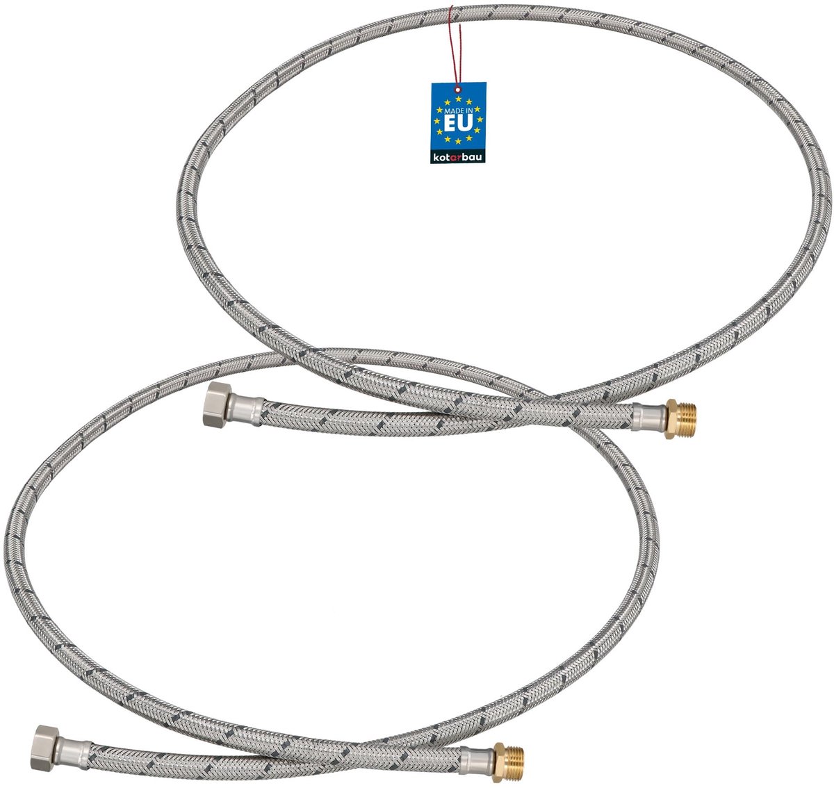 KOTARBAU® 2 Stuks - Flexibele Aansluitslang 3/8"x3/8" - Sanitaire Aansluitslang 150 cm - Flexibele Kraanslang - Buitendraad x Binnendraad - Aansluitslang Armatuur - Gevlochten Roestvrijstalen Aansluitslang