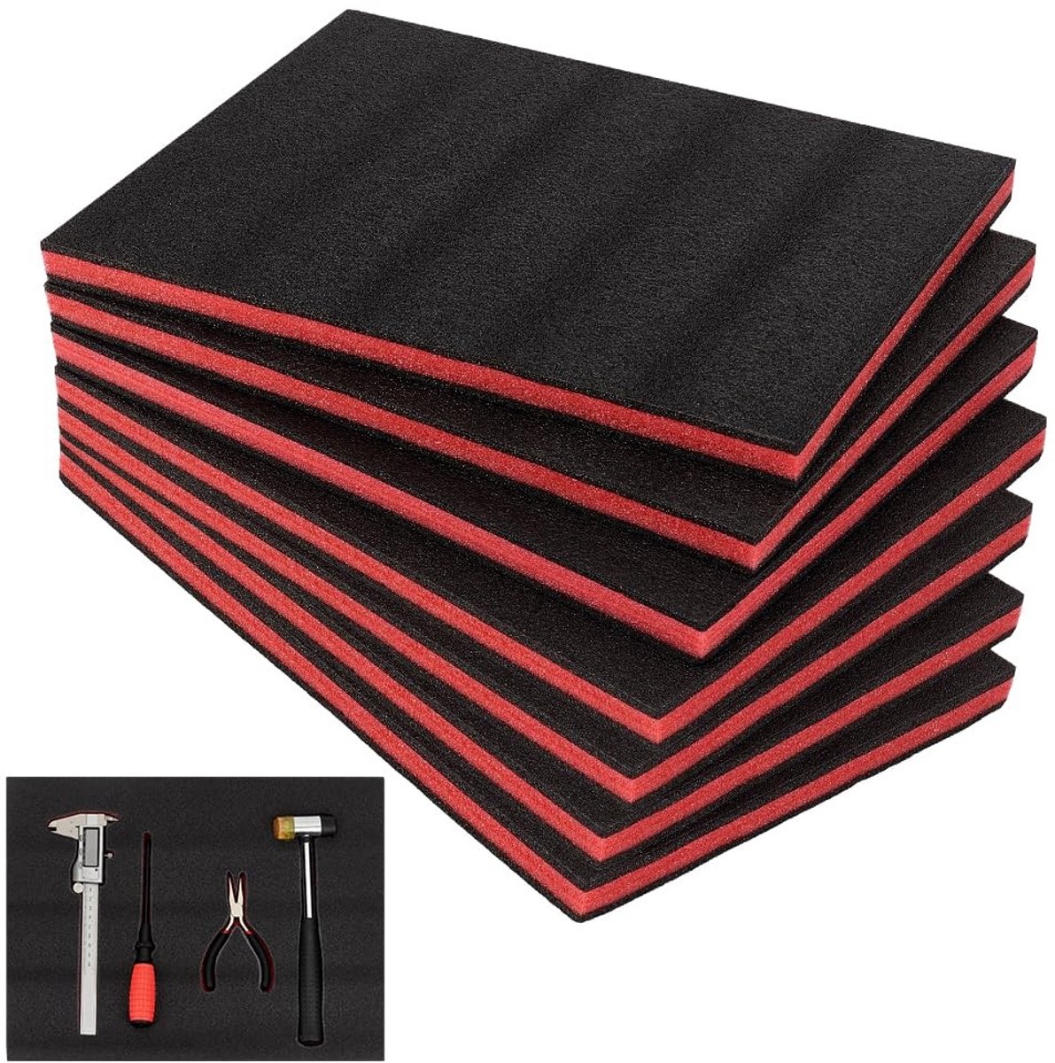 Set van 7 Schuim Tool Inserts voor Gereedschapskoffers, 40 x 30 x 2.2 cm, Polyethyleen Opbergplaten, Ideaal voor Gereedschap en Organisatie