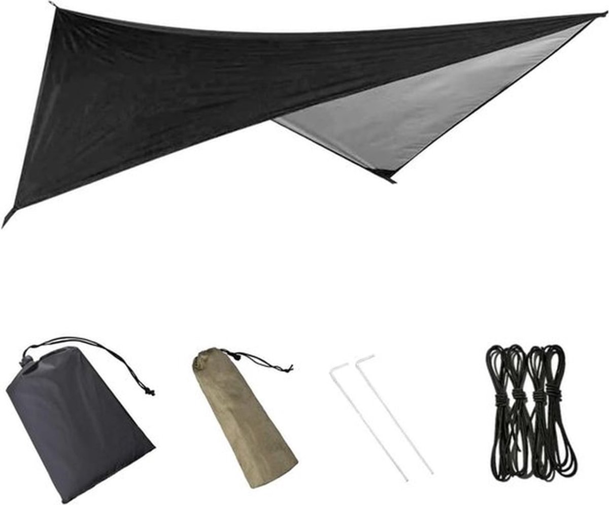 Waterdichte Bivakzeil voor Kamperen - UV Bescherming, Ideaal voor Trekking en Outdoor Activiteiten, Zwart 02