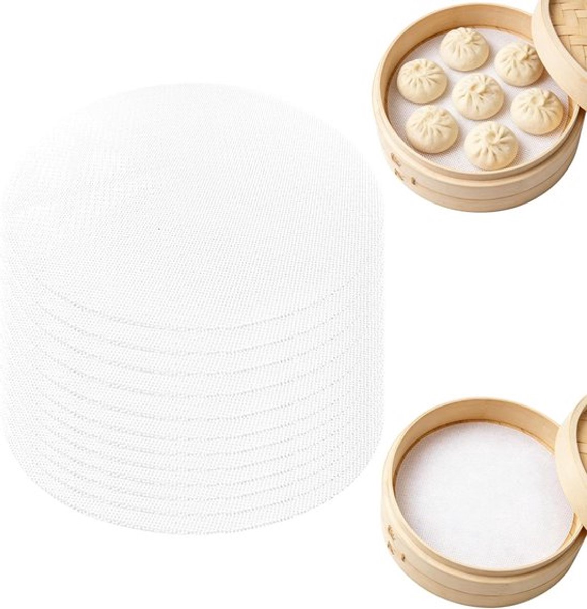 Set van 12 Herbruikbare Siliconen Stoommatten van 32 cm - Antiaanbak, Ideaal voor Dumplings, Dim Sum en Gebak
