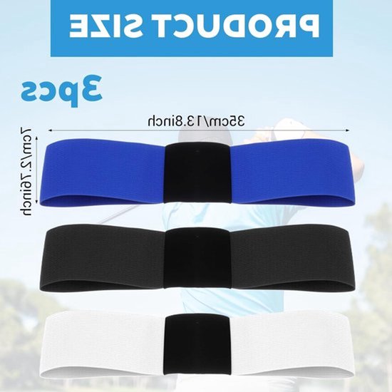 Golf Swing Trainer Set van 3 stuks, elastische swingband voor verbetering van swingtechniek en houding voor beginners in zwart/wit/blauw van GOLF — afbeelding 4