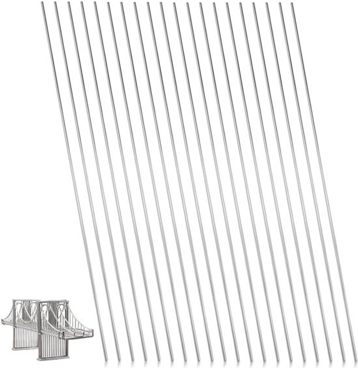 20 Stuks Ronde Stalen Staven 1.5 x 300 mm, Roestvrijstalen Staven voor DIY Projecten, Modelbouw en Ambachten