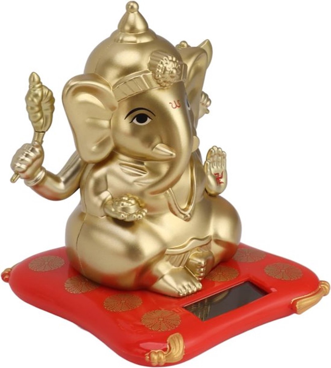 Handgemaakte Ganesha Olifant God Beeldjes, Zonne-energie-aangedreven Sculptuur, Decoratieve Ornamenten voor Auto en Cadeau (Goud)