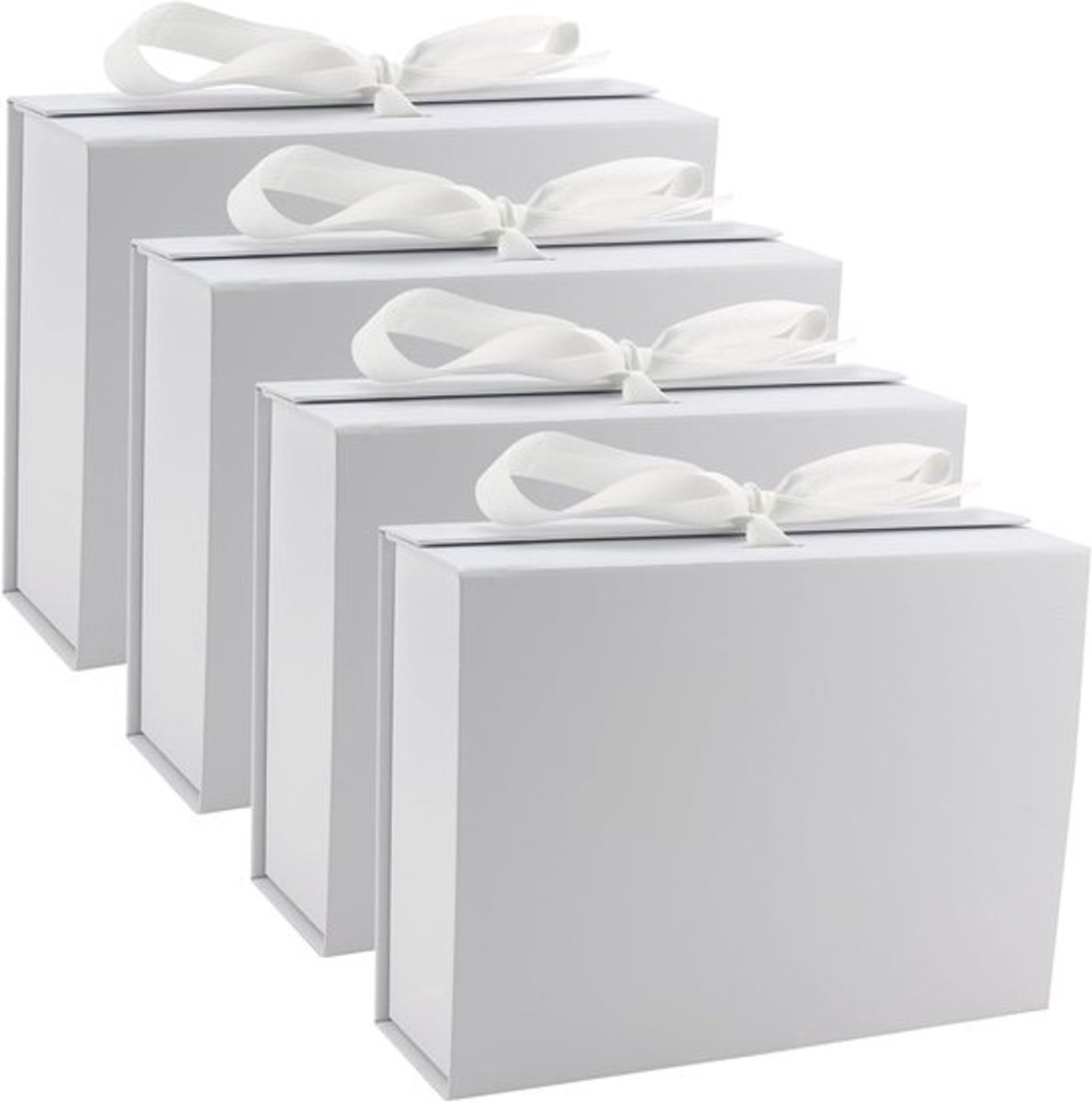 Set van 4 Luxe Witte Cadeau Dozen 23 x 17 x 7 cm - Vouwbare Geschenkdozen voor Verjaardag, Bruiloft en Feestjes