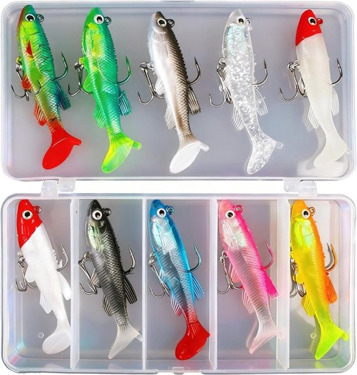 Kunstmatige Soft Lures Kit voor Zeebaars, Snoek, Forel en Carnivore Vissen in Zoet en Zout Water