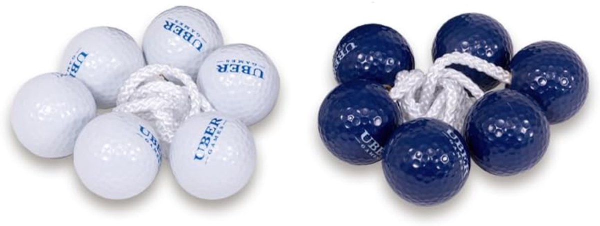Ladder Golf Set - 6 spare golf ball bolas - 3 x navy & 3 x wit - ideaal voor gezinnen - SnelShoppen
