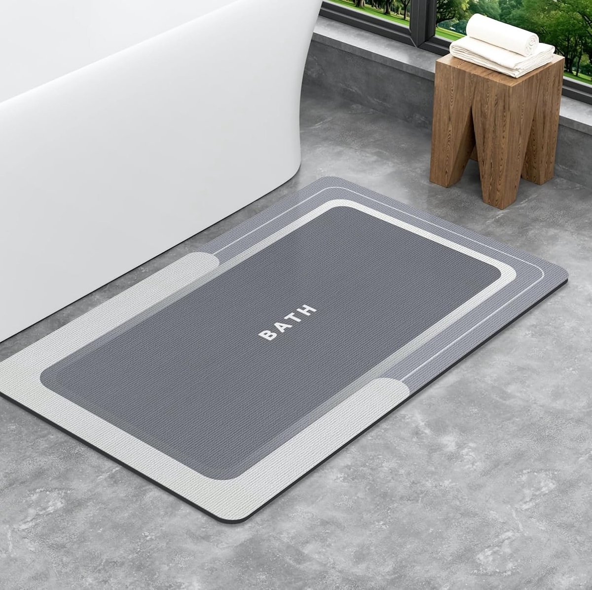Rutschfeste en absorbierende badmat voor badkamer, snel drogend en wasbaar, 50 x 80 cm in hellgrijs
