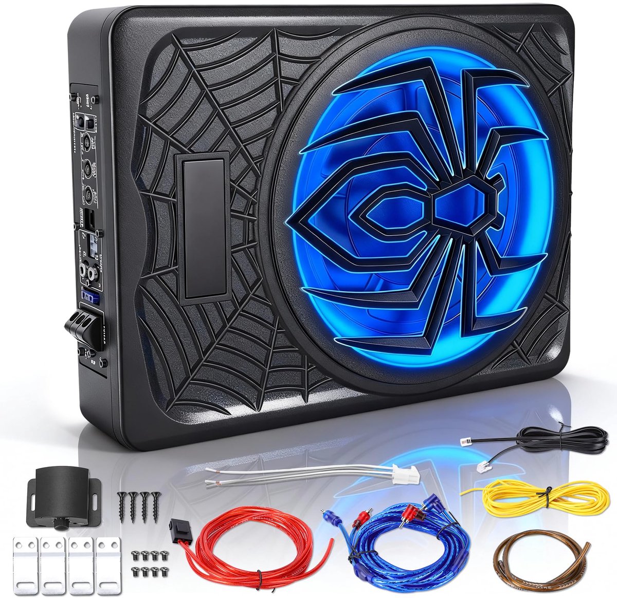 SnelShoppen - Subwoofer Auto Actief Onder Zitplaats 10 Inch 1250W Ultra Dun Bass Box Woofer Speaker met Versterker voor Auto Geluidsysteem Truck SUV R