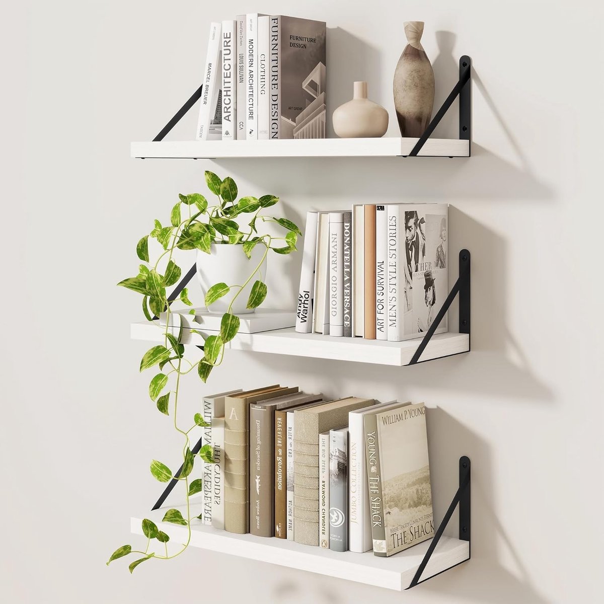 Set van 3 Wandplanken, Zwevende Planken van 40 cm, Ideaal voor Keuken, Badkamer en Woonkamer