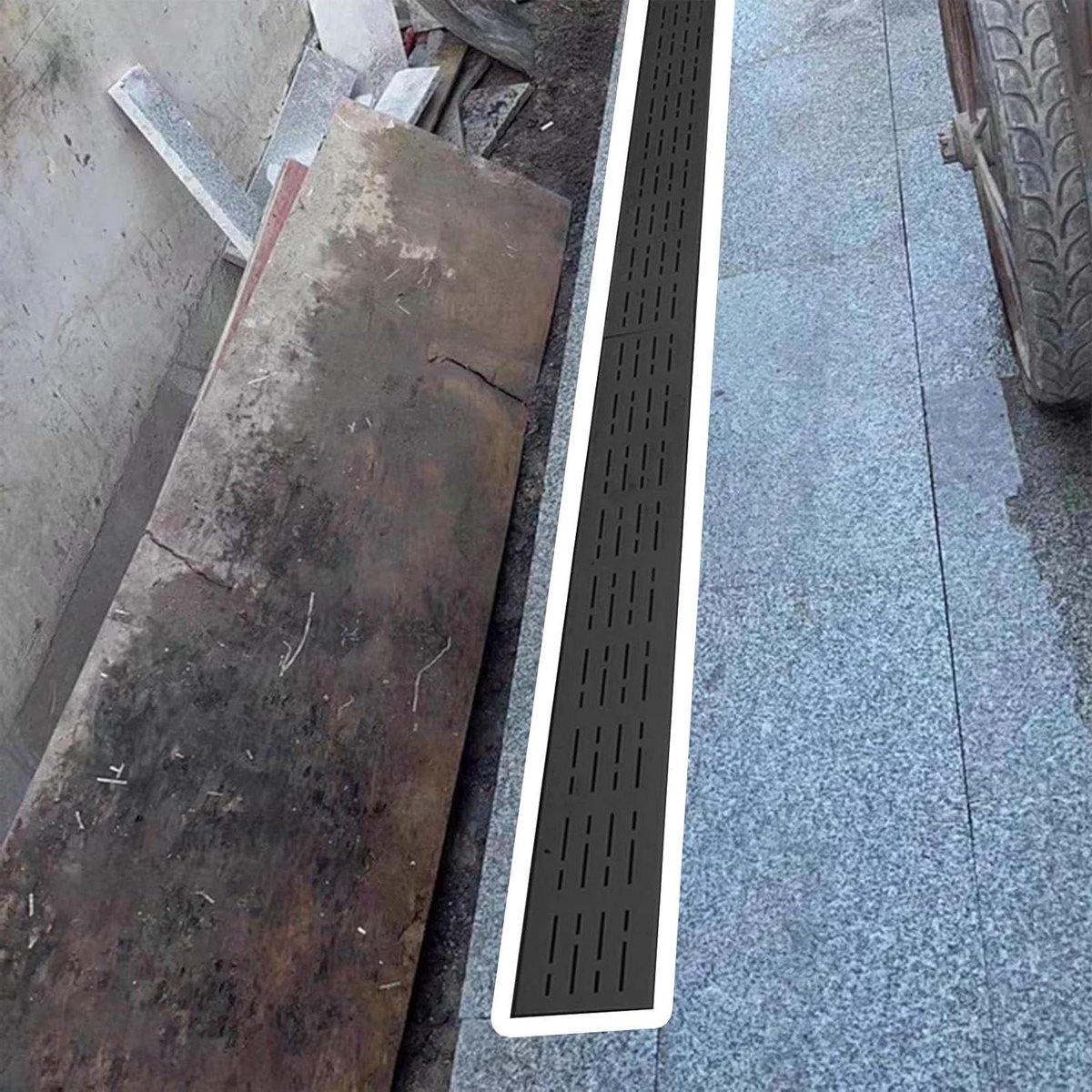 Afvoersleuf - Drainagekanaal Lineair - Waterbeheer Buiten - Beton met RVS Rooster - 1 meter - Grijs