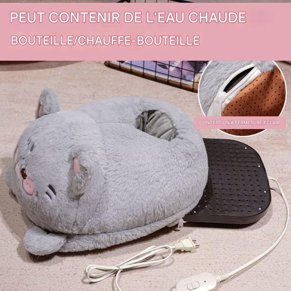 Elektrische Voetenwarmer - Voetenverwarmer Pluche - Ontspanning Thuis - Draagbaar 3D-ontwerp - 30 x 38 x 25 cm - Multicolor — cadeau in Wonen & Interieur - foto 4