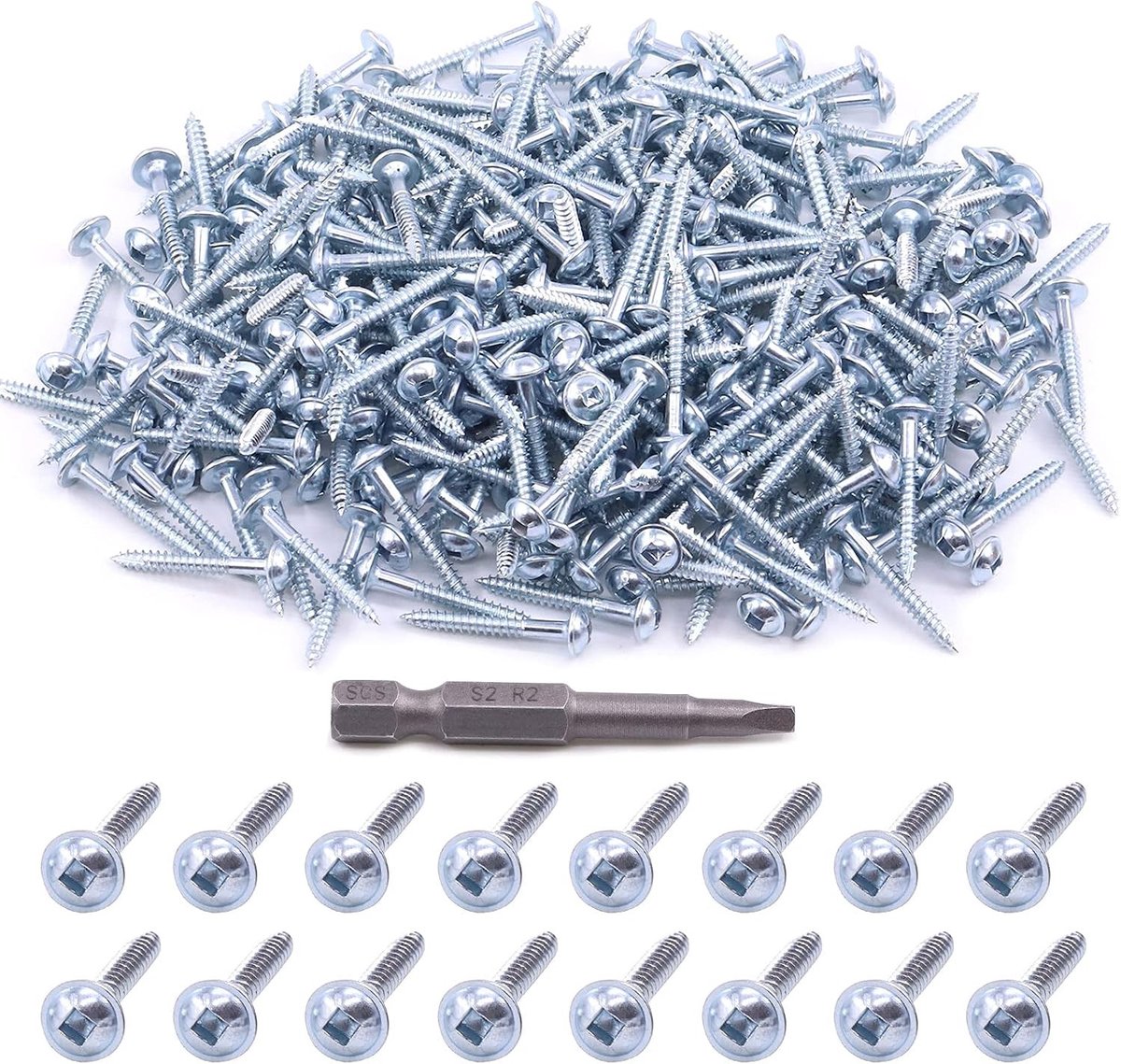 280 Stuks #8 x 1-1/4 Inch Pocket Hole Schroeven met Gegalvaniseerde Vierkante Aandrijving, Zelftappende Fijn Draad voor Hout en Blikwerk