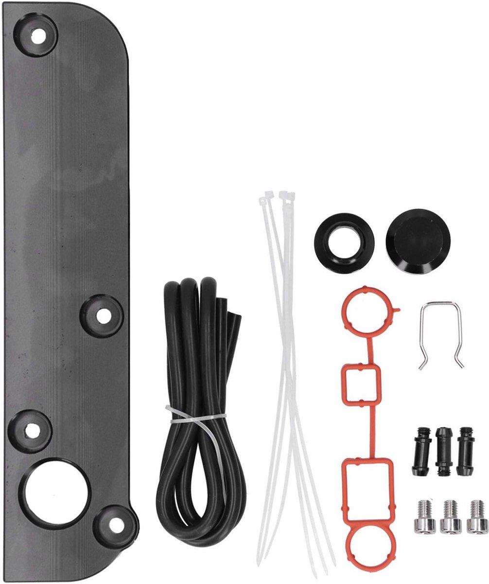 SnelShoppen - PCV Delete Plate Kit - PCV Verwijdering Bypass Reparatie Kit Geschikt voor 2.0T FSI Motoren - Aluminium Legering - Zwart Geanodiseerd -