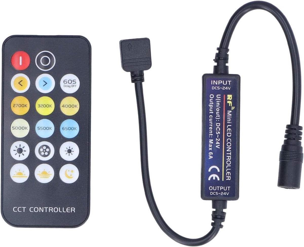 LED Dimmer Controller - Mini CCT/RGB Controller - 17-toetsen draadloze afstandsbediening - Ideaal voor thuis en KTV - ShopVlot