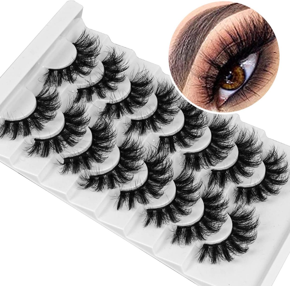 False Eyelashes, 8 Pairs - 8D Artificial Eyelashes, Natural, Handmade Ultra Thin, Professional Eyelashes, Black - ShopVlot