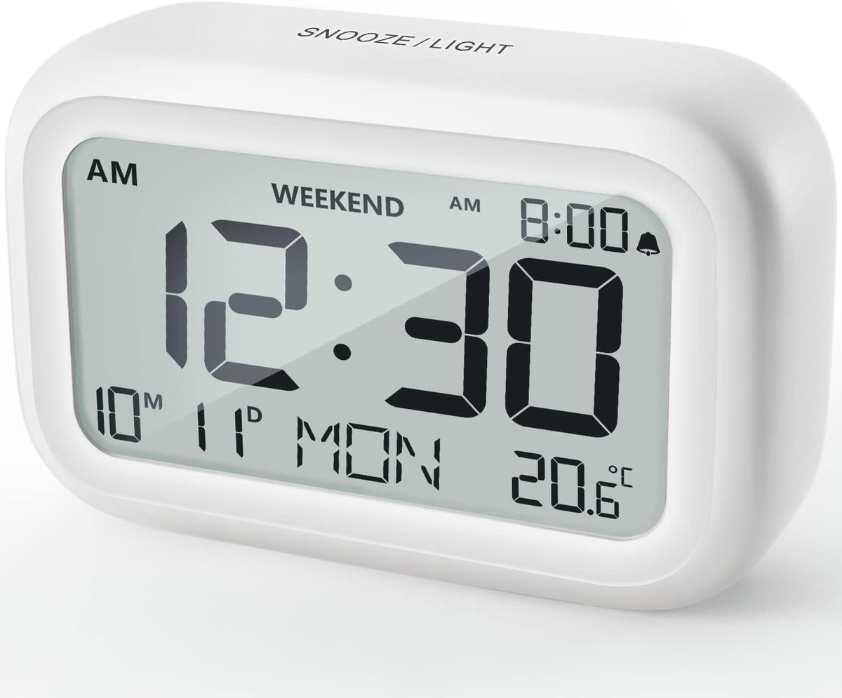 Digitale Wecker met Batterij, LCD Display, Volume Instelbaar, Slaapfunctie en Weekendmodus voor Slaapkamer, Bureau en Reizen