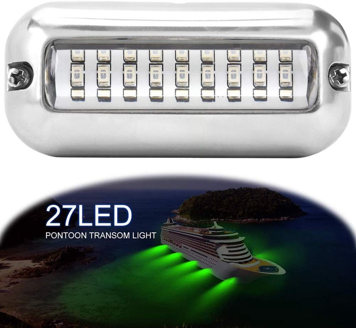 ALLOMN Boat Navigation Light, 50 W, 12 V, 27 LEDs, Green White, Blue, Navy Light, IP68 Waterproof, Underwater - ShopVlot