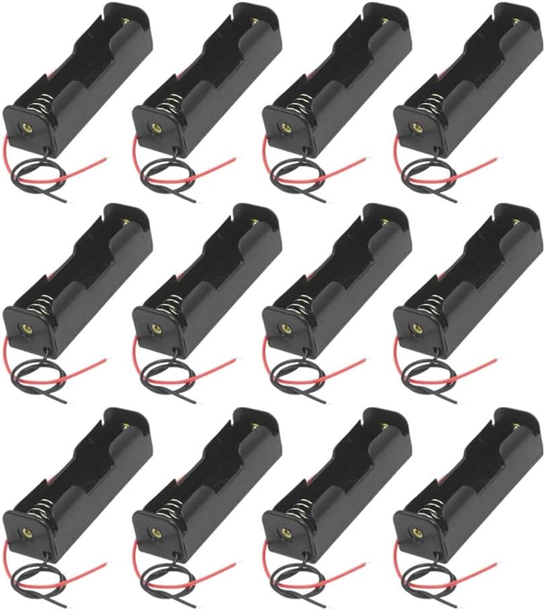 SnelShoppen - Pack van 12 3.7V 18650 Batterijhouder met Draad, Plastic Opbergdoos voor Accu's, Ideaal voor Elektronische Projecten en Hobby's