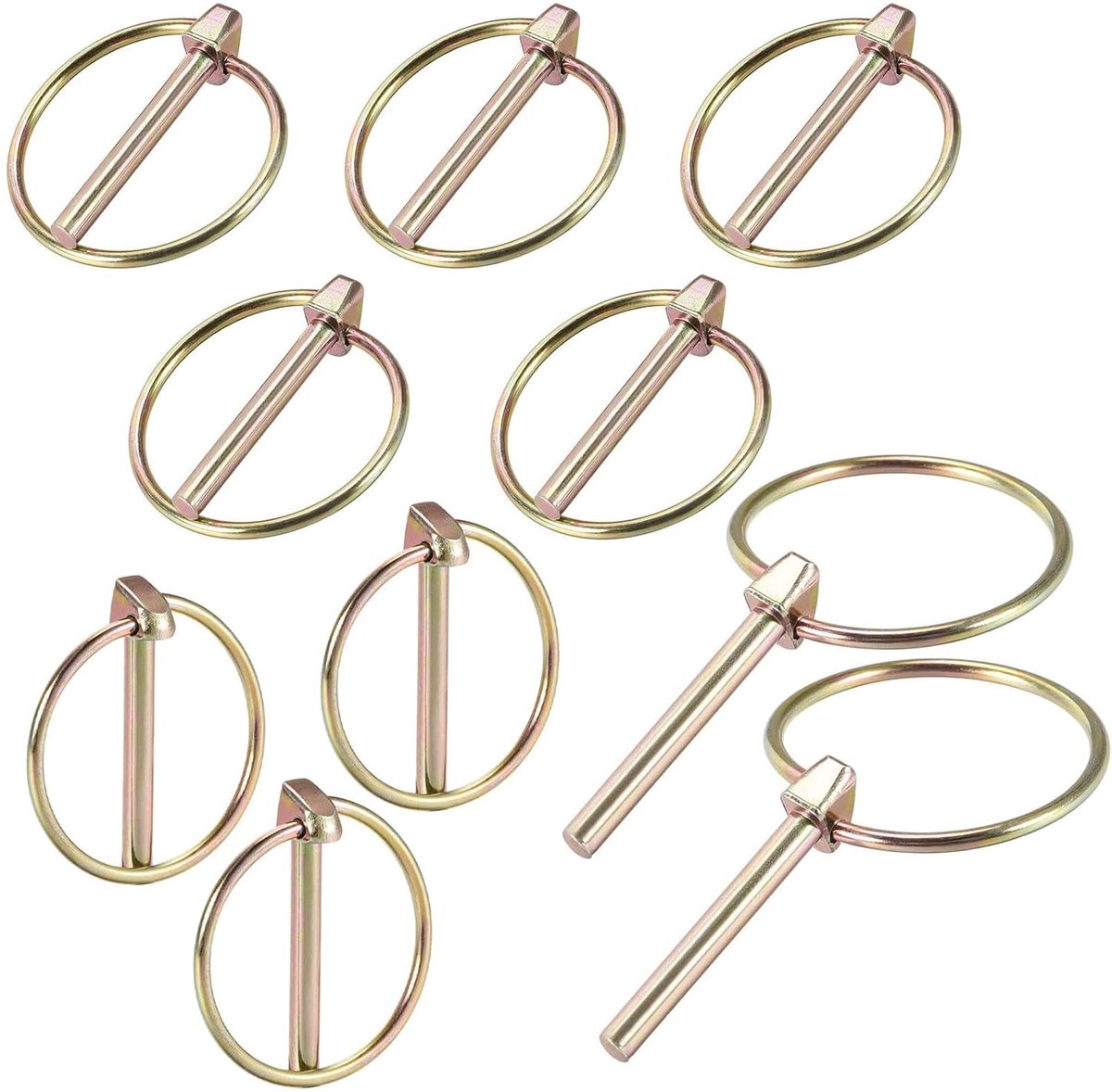 SnelShoppen - Lynch Pin Assortiment 10 stuks 4.5 x 40mm Vouw Splitpennen, Zware Lynch Pin voor Aanhangwagens, Tractoren, Landbouwvoertuigen, Maaiers (