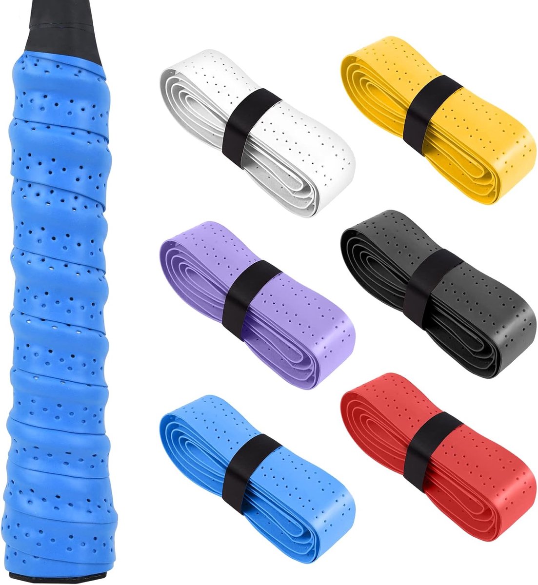 SnelShoppen - Gripband voor rackets, antislip band voor tennis en badminton, ademend, absorberend, snel drogend, 25mm x 110mm, PU en EVA materiaal