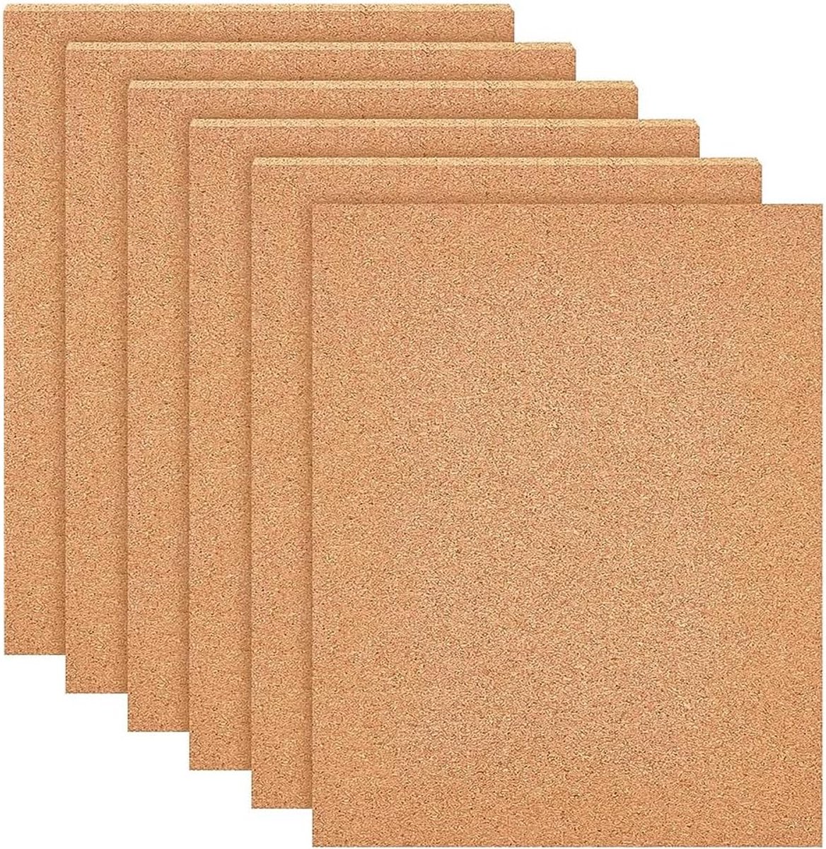 6 stuks Kurkplaten - Zelfklevend - 30 x 21 cm - 5 mm Dik - Voor Wanddecoratie en Knutselwerk