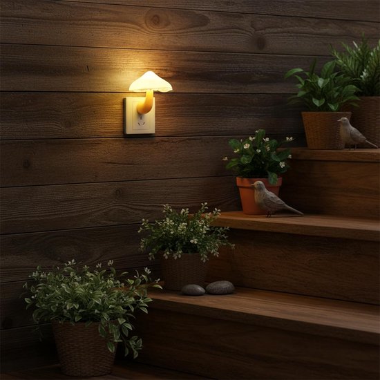 QTTVBTNA -Mushroom Nachtlicht - Schattige Paddenstoel Lamp - LED Sensor Nachtlampje - Warm Geel Zacht Licht - ABS Kunststof - Decoratief En Energiezuinig - Perfect Voor Slaapkamer En Gang - 1 Stuks van QTTVBTNA — afbeelding 2
