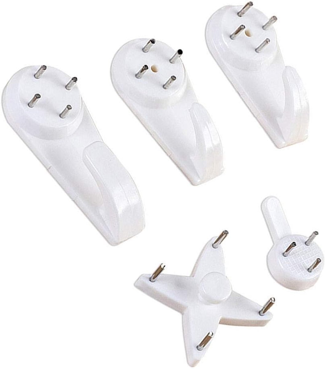SnelShoppen - 40PCS Niet-Sporen Hanghaak, Stevige Wand Haak voor Foto's, Lijsten, Spiegels, Kleding met Stalen Spijker - Wit