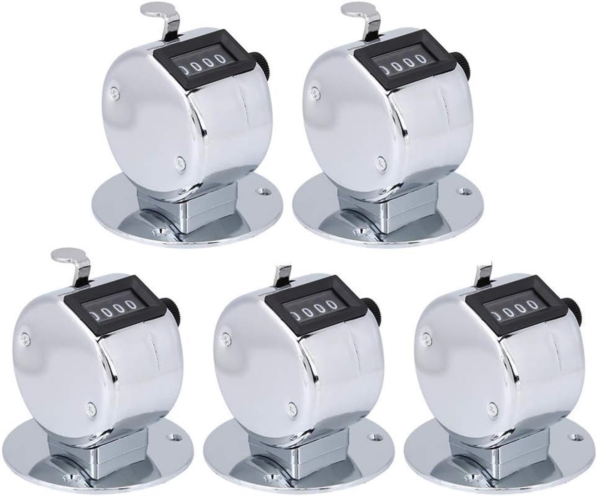 SnelShoppen - Handteller Clicker - 4-Cijferige Tally Clicker Counter met Metalen Behuizing - Reset Knop en Geen Batterijen Nodig - Voor Poorten, Games