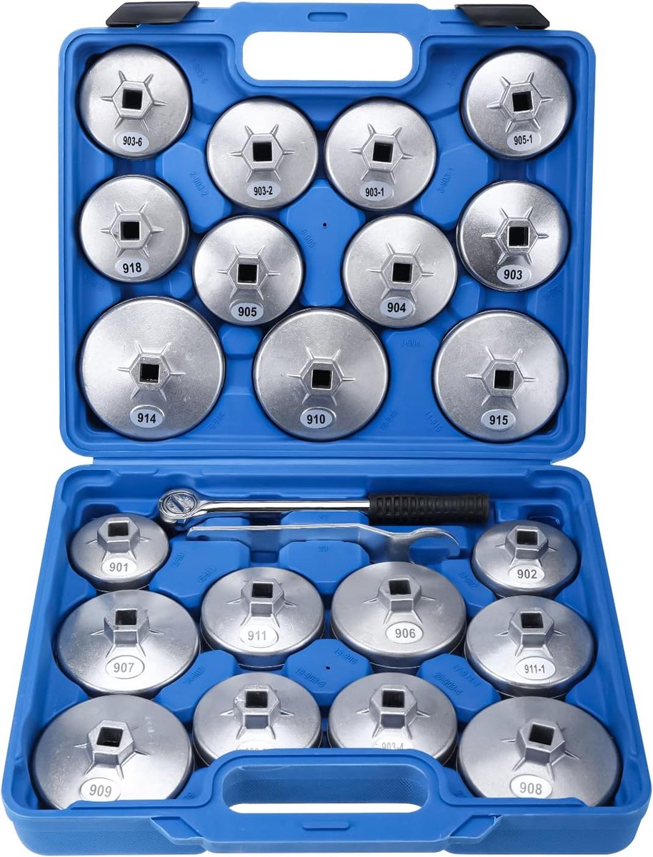 BOOMSTART 23-piece oil filter tool set made of aluminum, oil filter wrench and oil filter caps