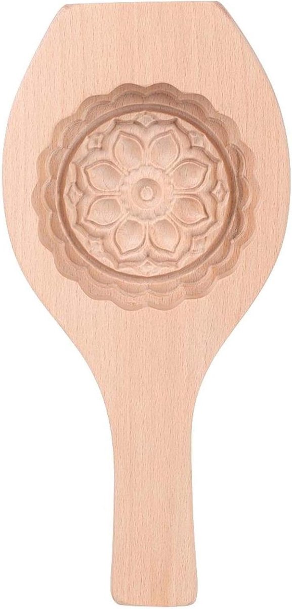 SnelShoppen - Houten Mooncake Mould met Bloemenpatroon voor het Maken van Mooncakes - Duurzaam en Veilig Bakgereedschap voor Feestelijke Gelegenheden
