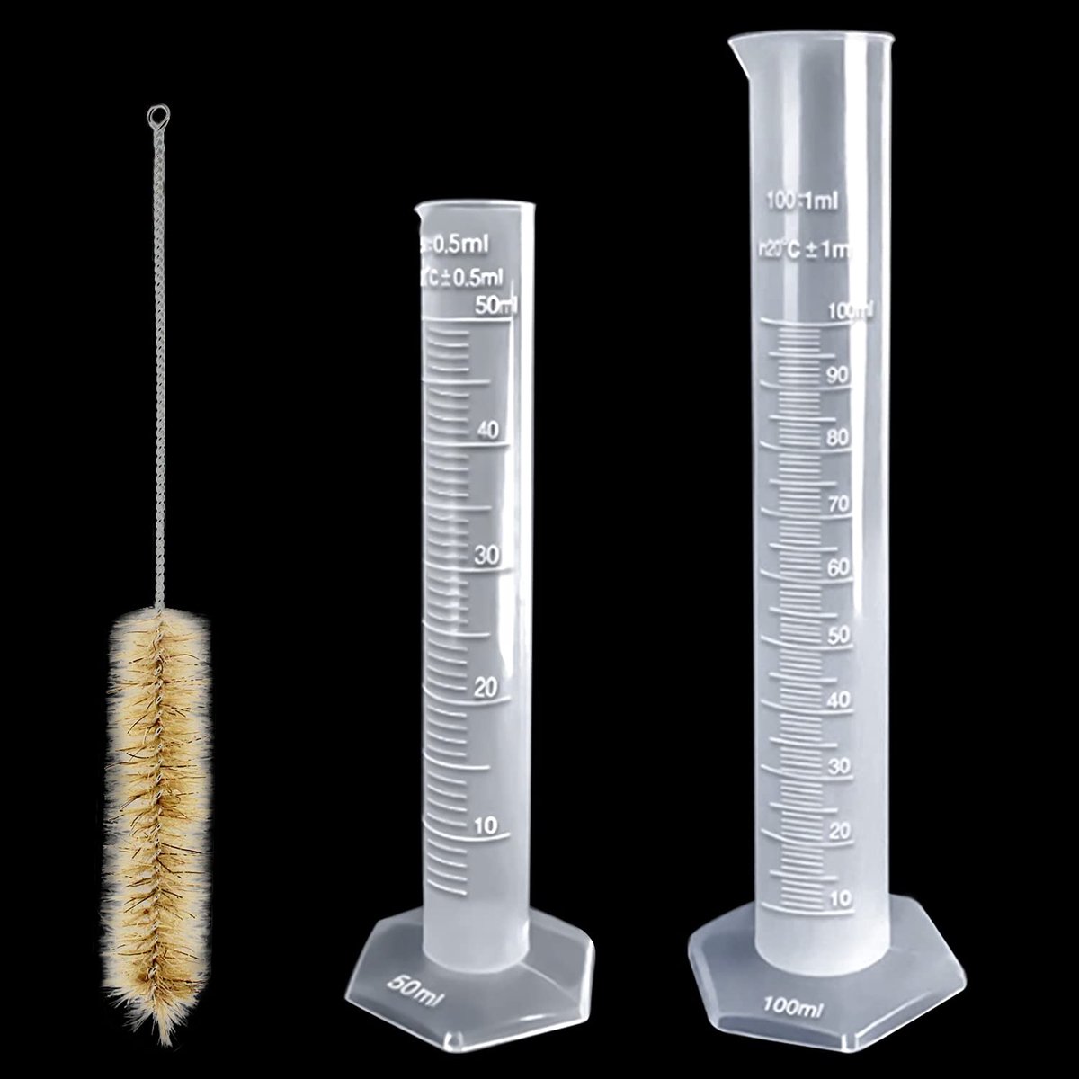 Plastic Measuring Cylinder 50 ml, 100 ml Measuring Cup 2 Pieces Transparent Scale for DIY and Scientific Laboratory - ShopVlot
