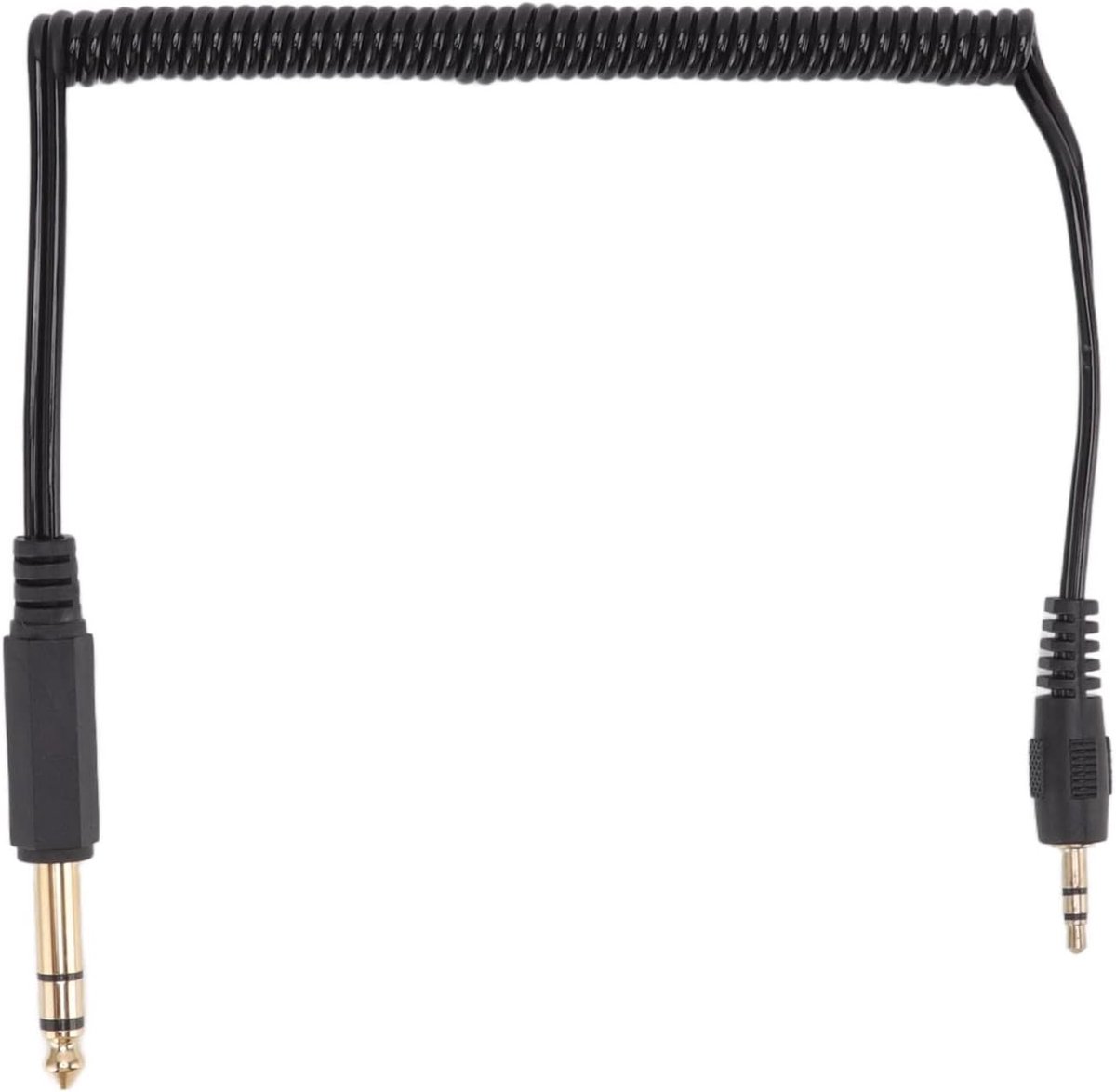 SnelShoppen - 6.35mm naar 3.5mm Spiralen Kabel - Gold Plated Audio Adapter - Retractable Geluidskabel voor PC Laptop MP3 Mobiele Telefoon - Dubbele Ge