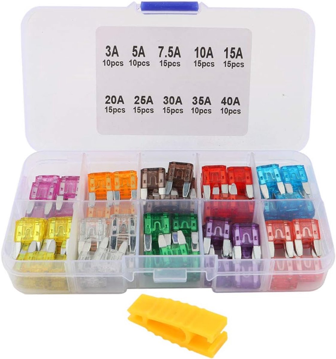 130Pcs Professional Car Fuses Set, Mini Blade Fuse, Replacement Fuse with Fuse Puller - ShopVlot