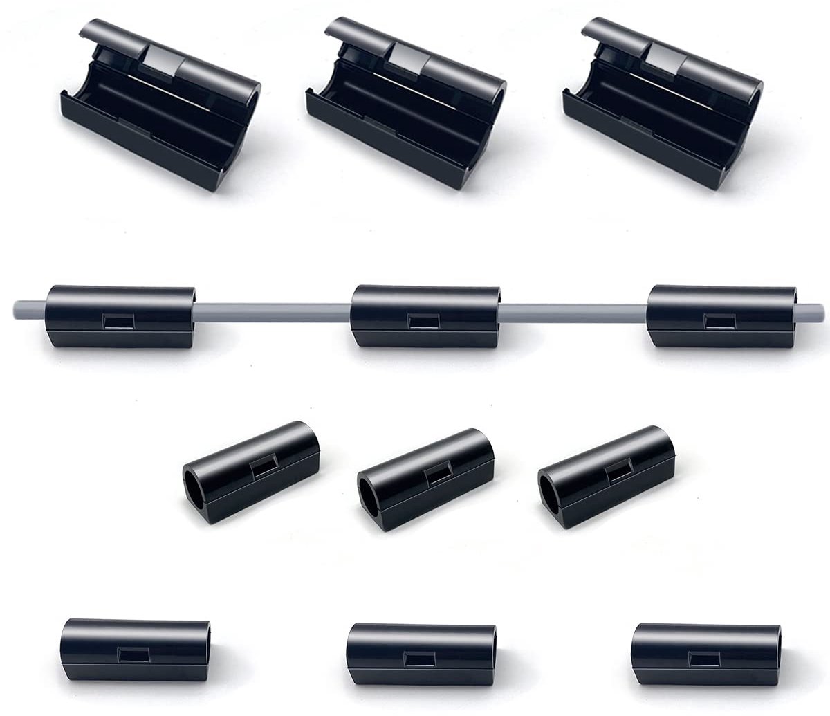 SnelShoppen - Pack van 40 zelfklevende kabelclips zwart - ronde kabelhouders voor kabelbeheer op bureau, kantoor en thuis - groot formaat, tot 6mm kab