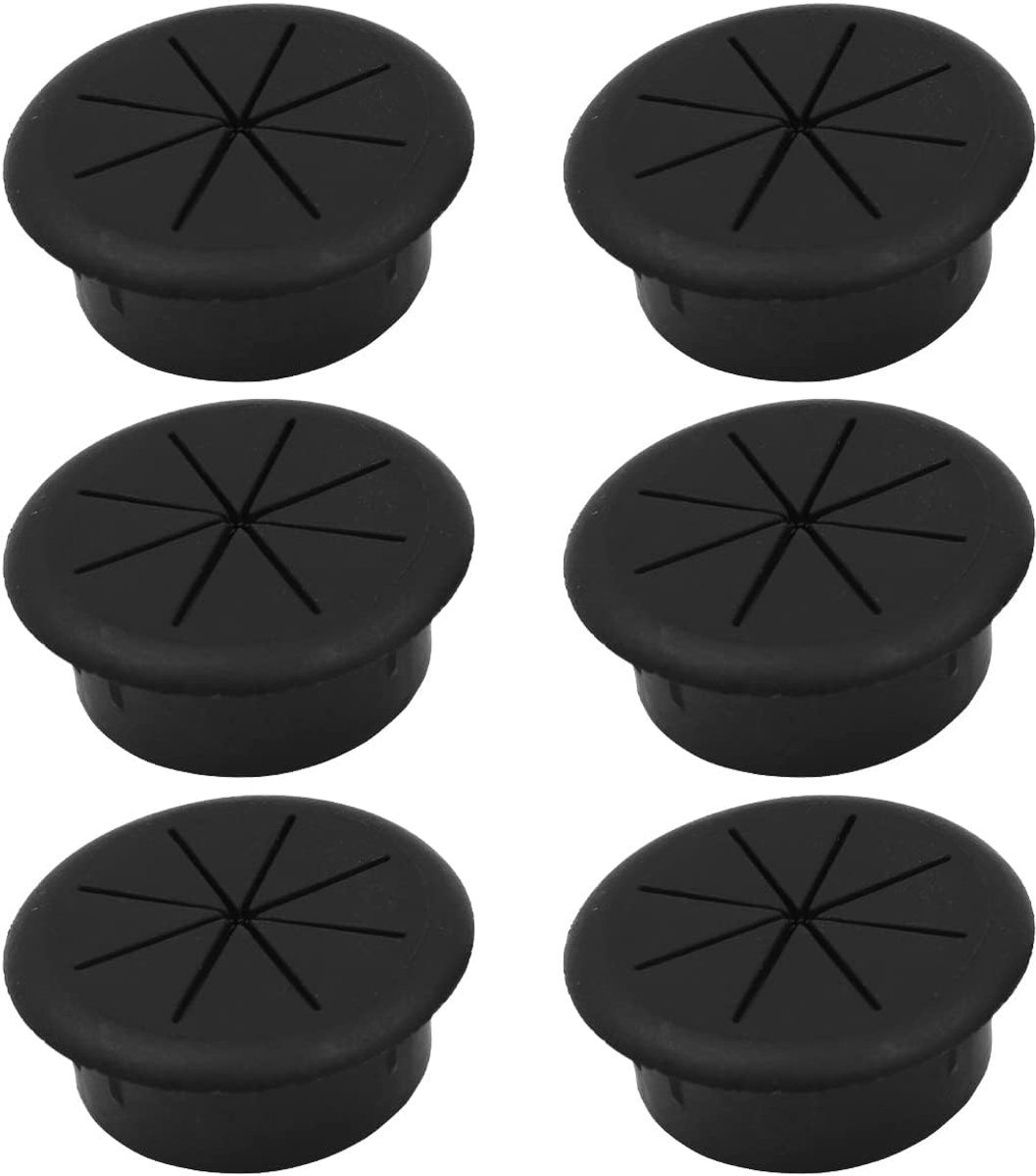 SnelShoppen - 6 Pack 2 Inch Flexibele Bureau Grommet voor Kabels en Draden, Hoogwaardige ABS Kunststof, Antiroest, Anticorrosie, Ideaal voor Computer