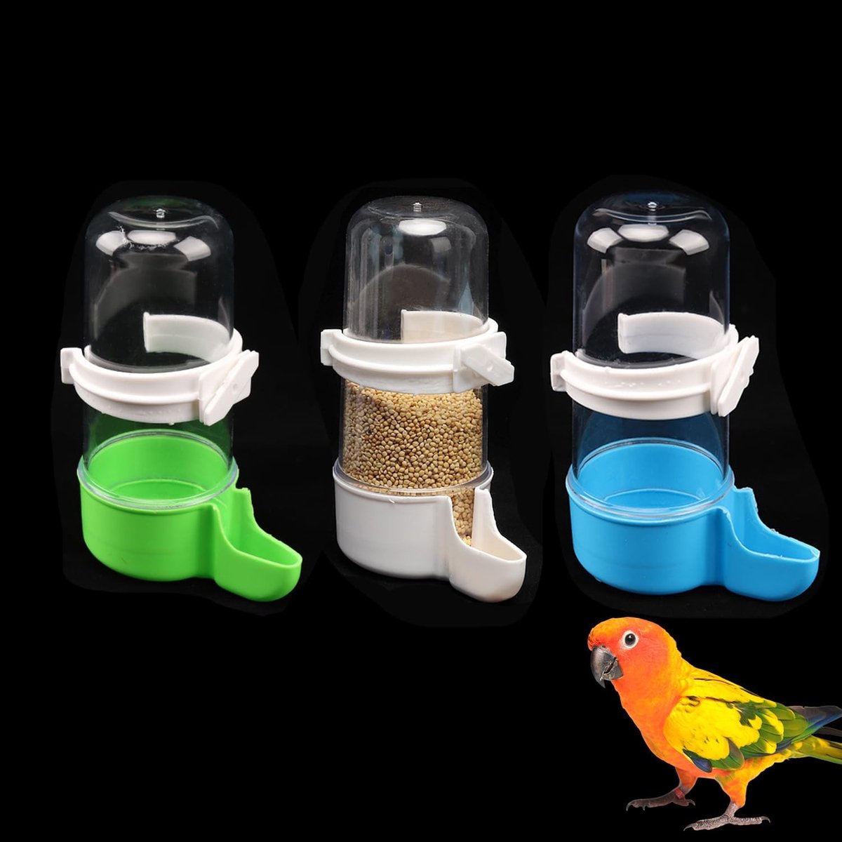 SnelShoppen - 3 Stuks Automatische Vogelwatergever Feeder voor Papegaai Waterdispenser zonder Rommel voor Parkiet Budgie Cockatiel Lovebirds Kanarie V